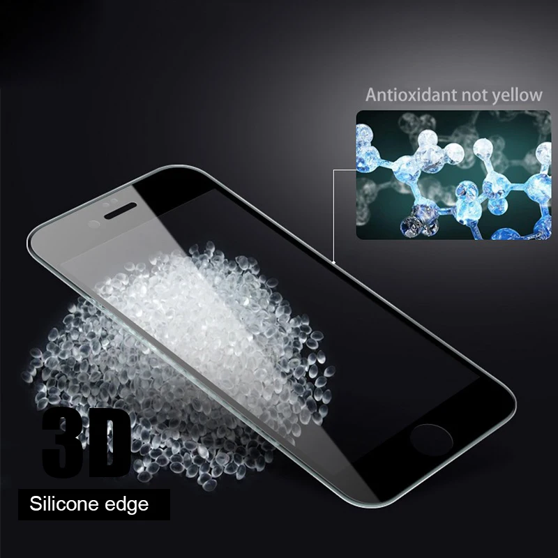 3D 9H полное покрытие силиконовый Край Закаленное стекло для iPhone 6 6s Plus 7 8 X защита