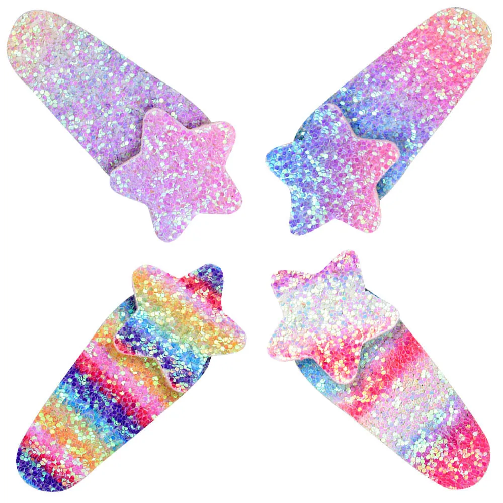 

2PC Unicorn Clip Rainbow Candy Color Hair Clips Glitter Girl Hairpin Summer Cartoon Hair Accessories Fashion Printing Hair Clips