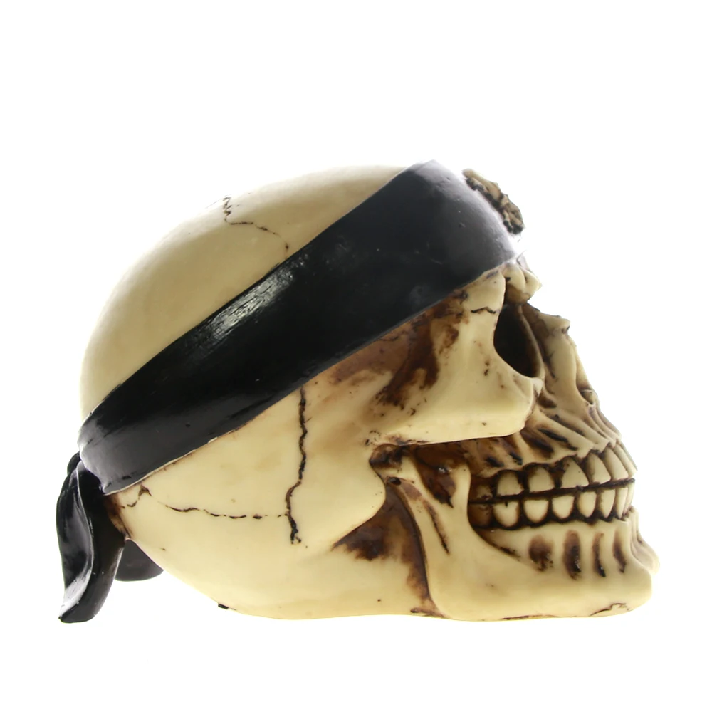 1Piece Collectible Skull With Headband Handpainted Resin Statue Gang Bikers Sports Desk Decoration | Дом и сад