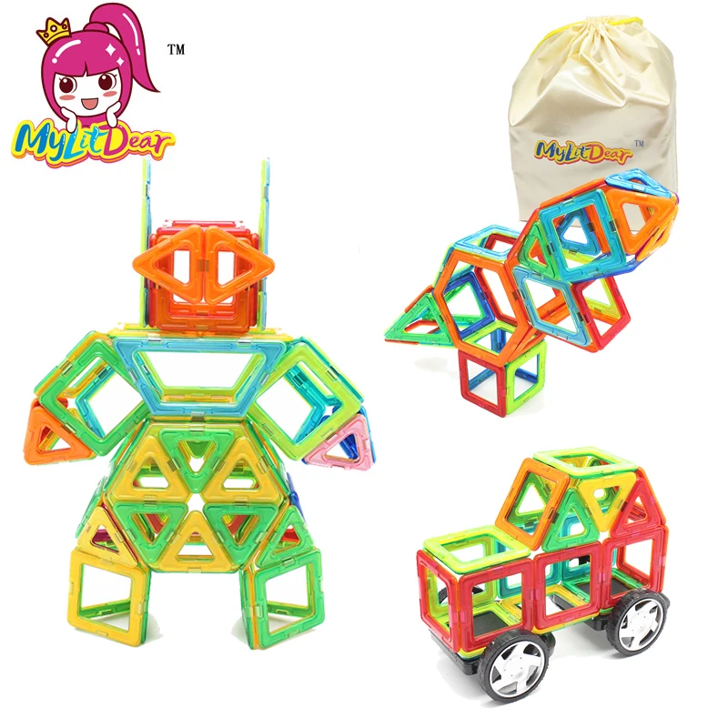 

MylitDear 62Pcs Big Size Magnetic Block Designer Model Kit 3D Building Brick Toys DIY Construction Kids Toys For Children