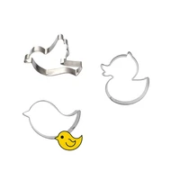 new 3pcsset stainless steel animal cookie cutter bird duck fondant molds biscuit cookie cutter baking tools for birthday cakes