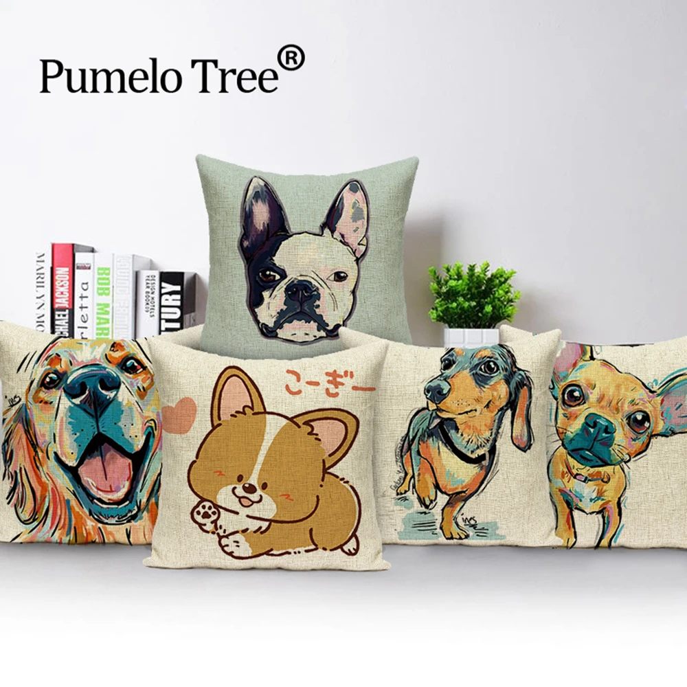 

Подушка в стиле «Королевский броск», милые наволочки с изображением граффити, животных, собак, Офисная большая декоративная подушка из хлоп...