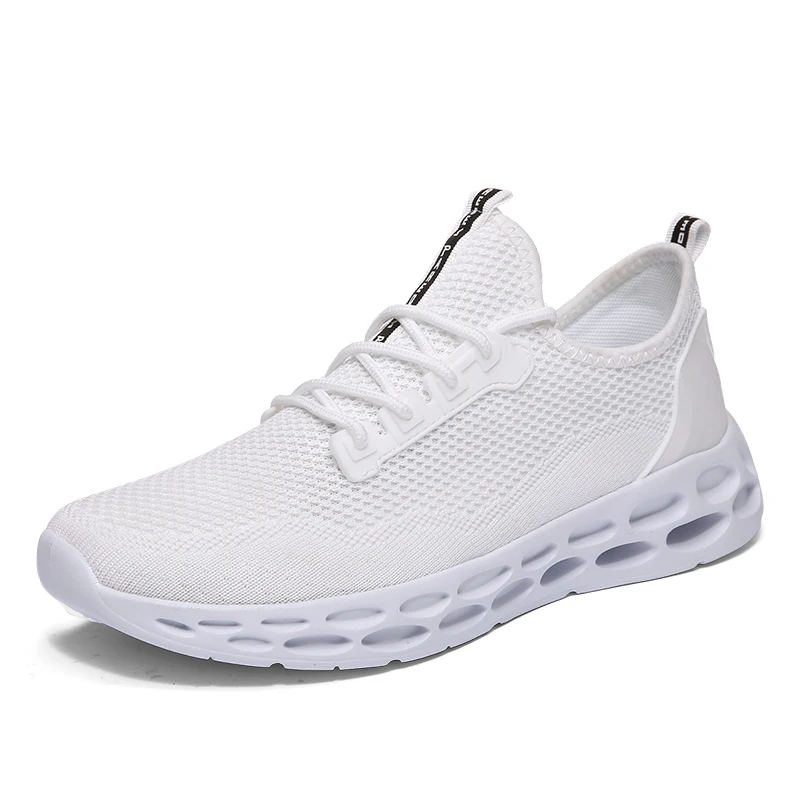 Summer New Men's Shoes Trend Solid Color Sneakers Flying Woven Breathable Upper Hollowed Out Sole Trendy Fashion Versatile | Обувь