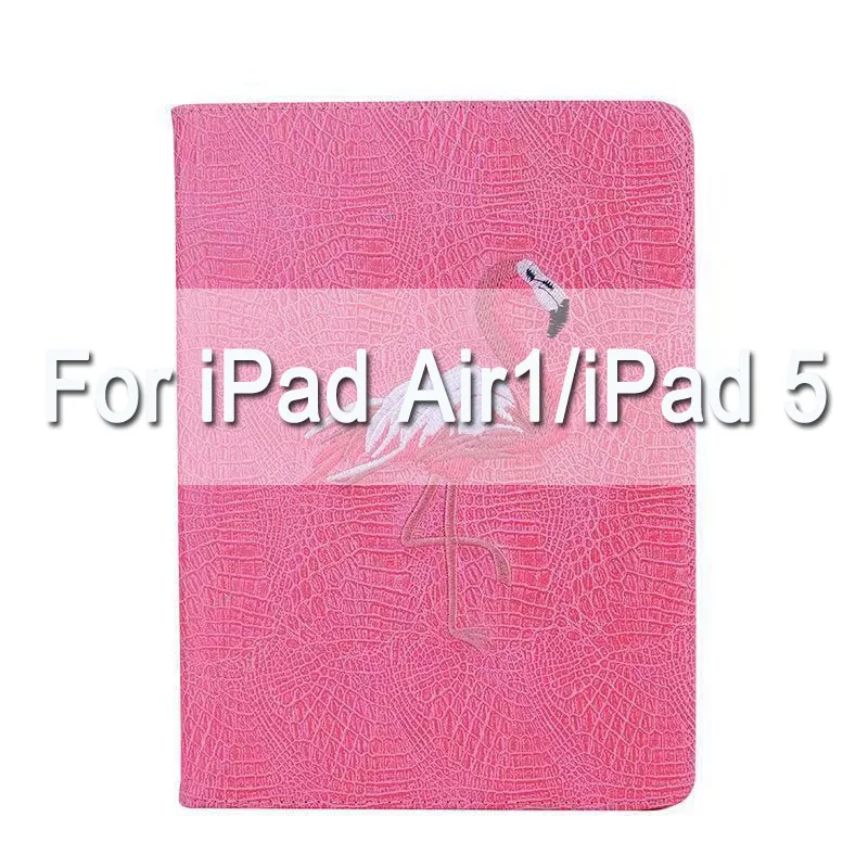 PU 3D вышитый Фламинго умный чехол для iPad Air 2 1 iPad смарт-чехол для iPad 234 iPad Pro Автоматическое Пробуждение/спящий режим - Цвет: For iPad Air1