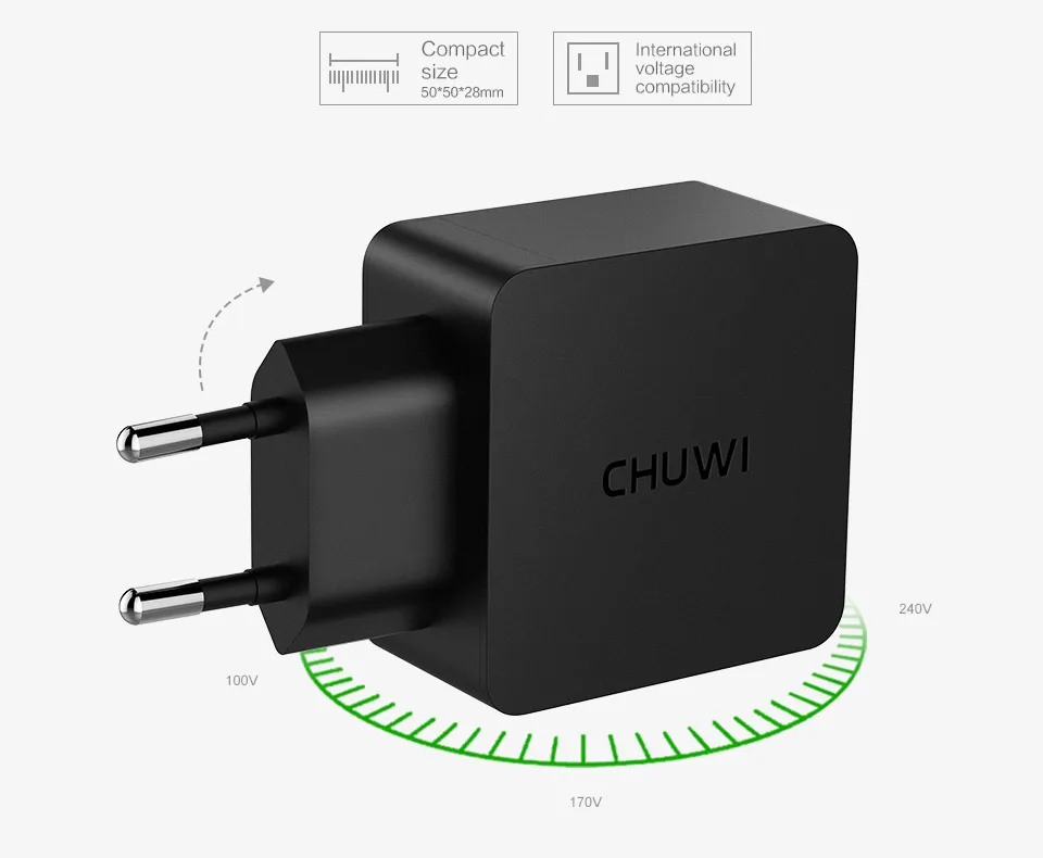 Chuwi дорожное настенное зарядное устройство Быстрая зарядка QC 3,0 USB зарядное устройство адаптер ЕС вилка универсальный для планшетных ПК