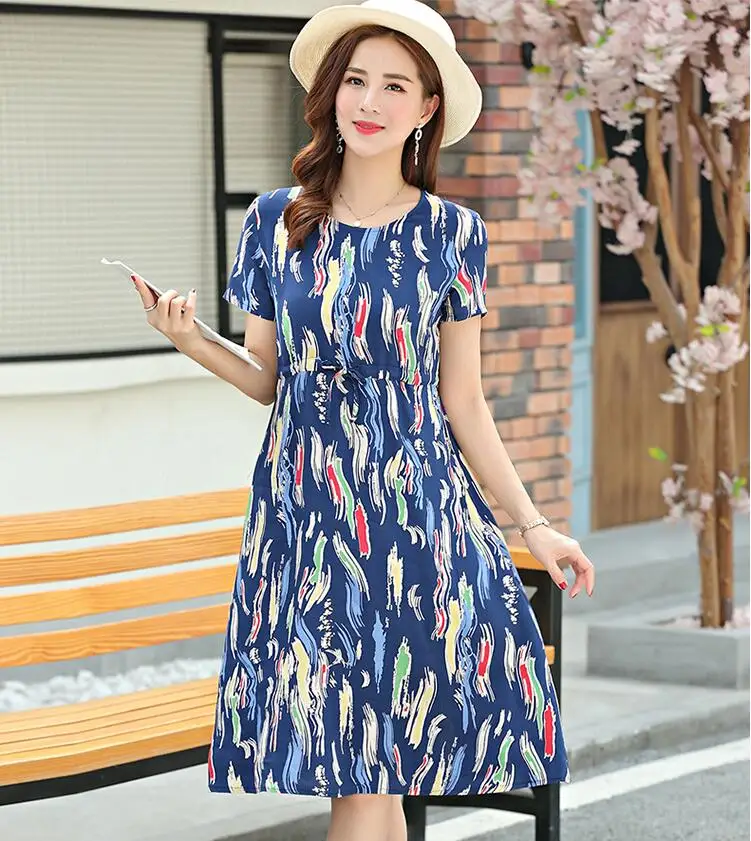 XL ~ 6XL! 2019 новое летнее Хлопковое платье женское длинное с цветочным рисунком
