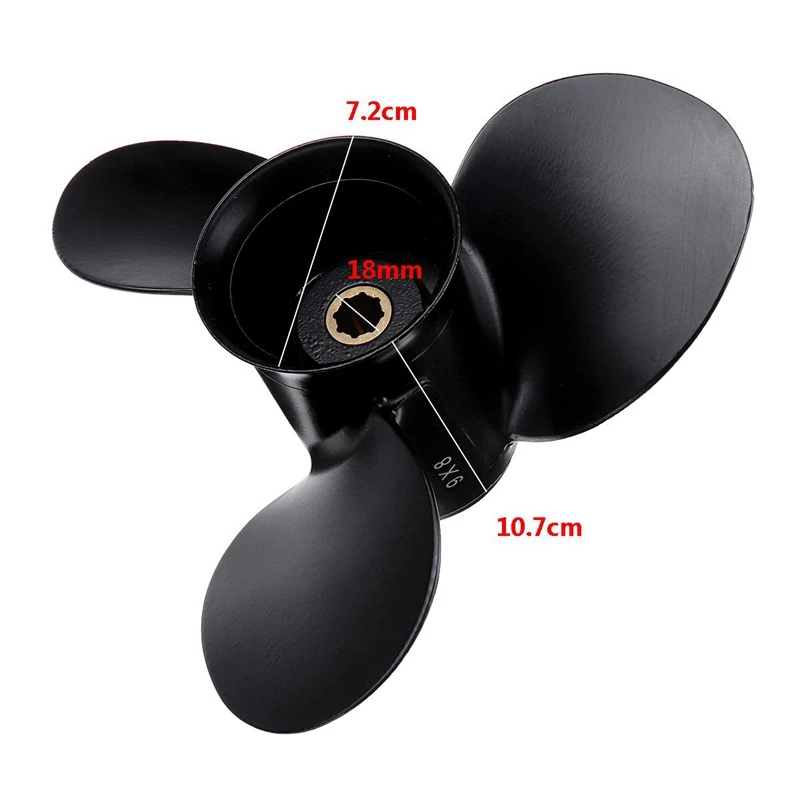 48-828154A12 9 X 8 Marine Boat Outboard Propeller For Mercury 6-15Hp Aluminum Alloy Standard Rotation Spline Tooth 3 Blades | Автомобили и
