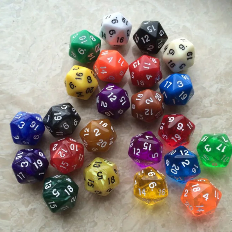 6 шт./компл. D20 многогранные игры игральная кость двадцать кубика номер 1-20 для ролевой игры