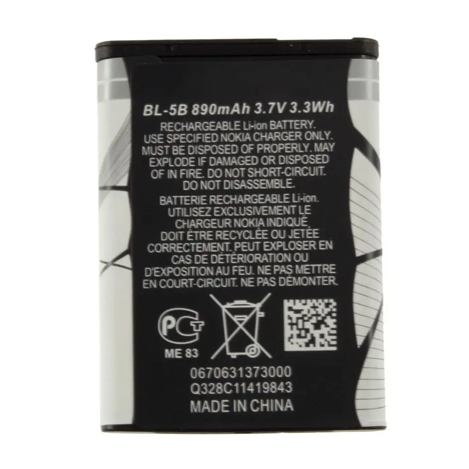 GTF 3 7 V 890mAh BL 5B BL5B аккумулятор для Nokia N90 3230 5300 5070 6121 6080 телефона аккумуляторные