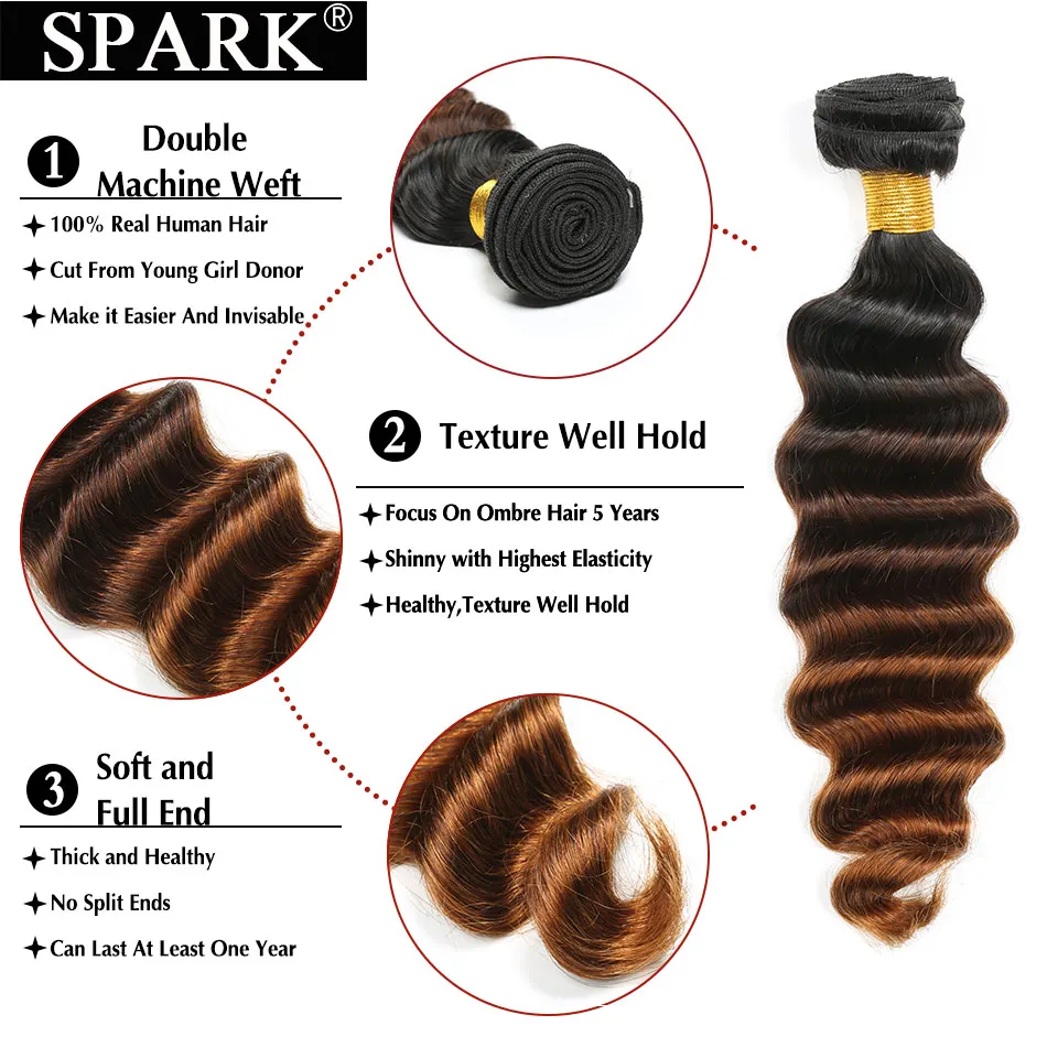 Spark 1B/4/30 эффектом деграде (переход от темного к бразильские волосы плетение пучки