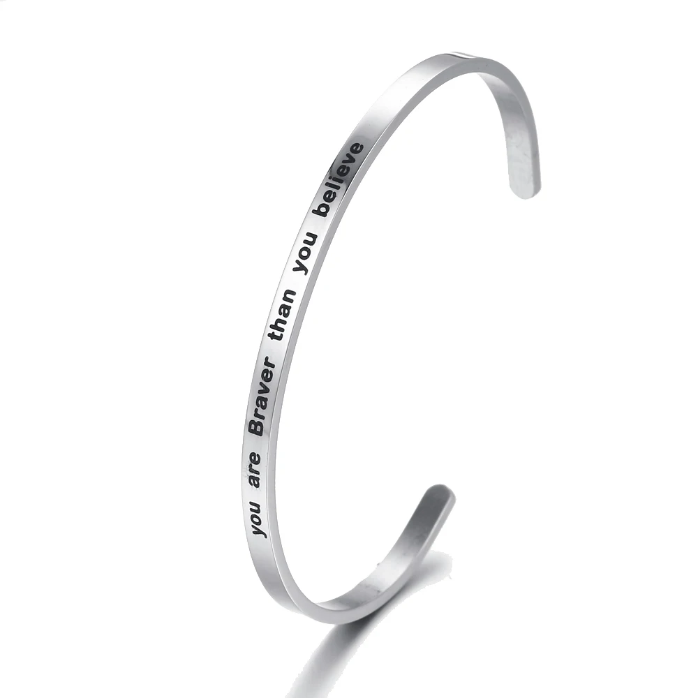 YOU GOT THIS 4mm Width Mantra Bracelets Bangles 316L Stainless Steel Positive Inspirational Quotes | Украшения и аксессуары