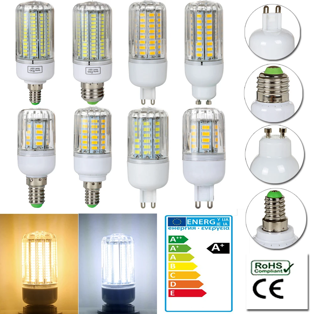 Полный ватт Smart IC 5736 SMD светодиодный светильник кукуруза E14 E27 G9 GU10 3 Вт 5 7 9 12 15