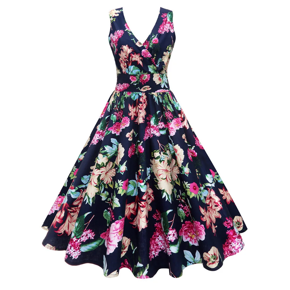 Женское винтажное платье с пышной юбкой junxi WAN черно белое Повседневное круглым
