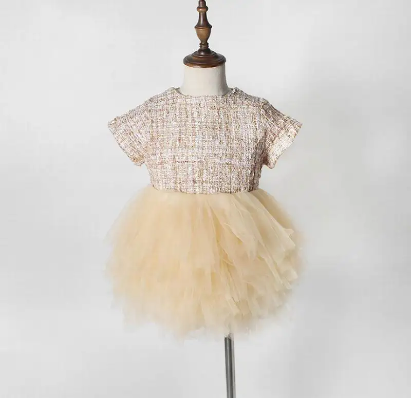 

Christening Gaptism Gowns for Baby First Birthday Party 12 Layers Tutu Champagne Cake Dress 0-5T E87005