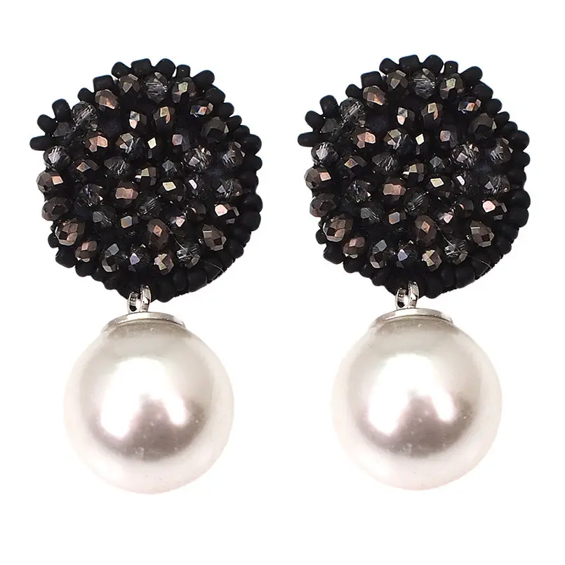 Black Earrings MANILAI, женские серьги с подвеской из искусственного жемчуга, роскошные висячие серьги с хрустальными бусинами, свадебные подарки для девушек, ювелирные изделия - Окраска металла: Black Earrings