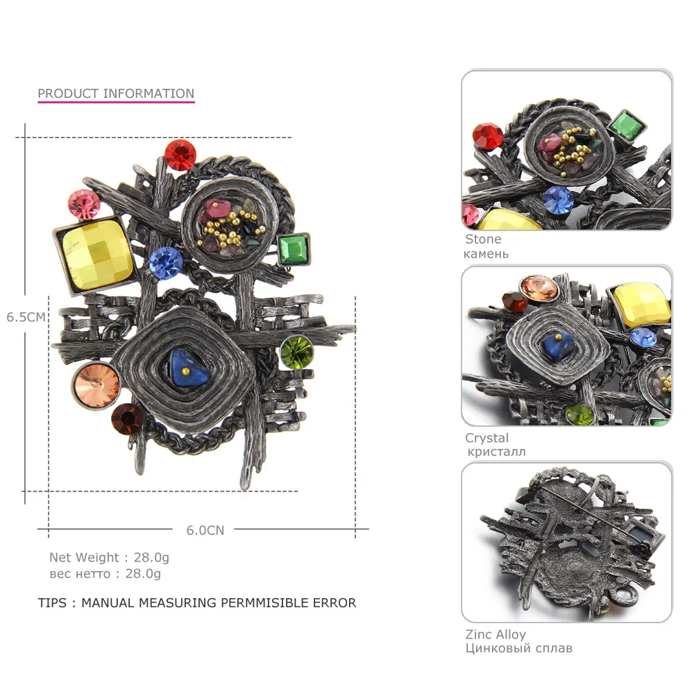 Женская Брошь из камня для шарфов MloveAcc винтажная разноцветная брошь в античный