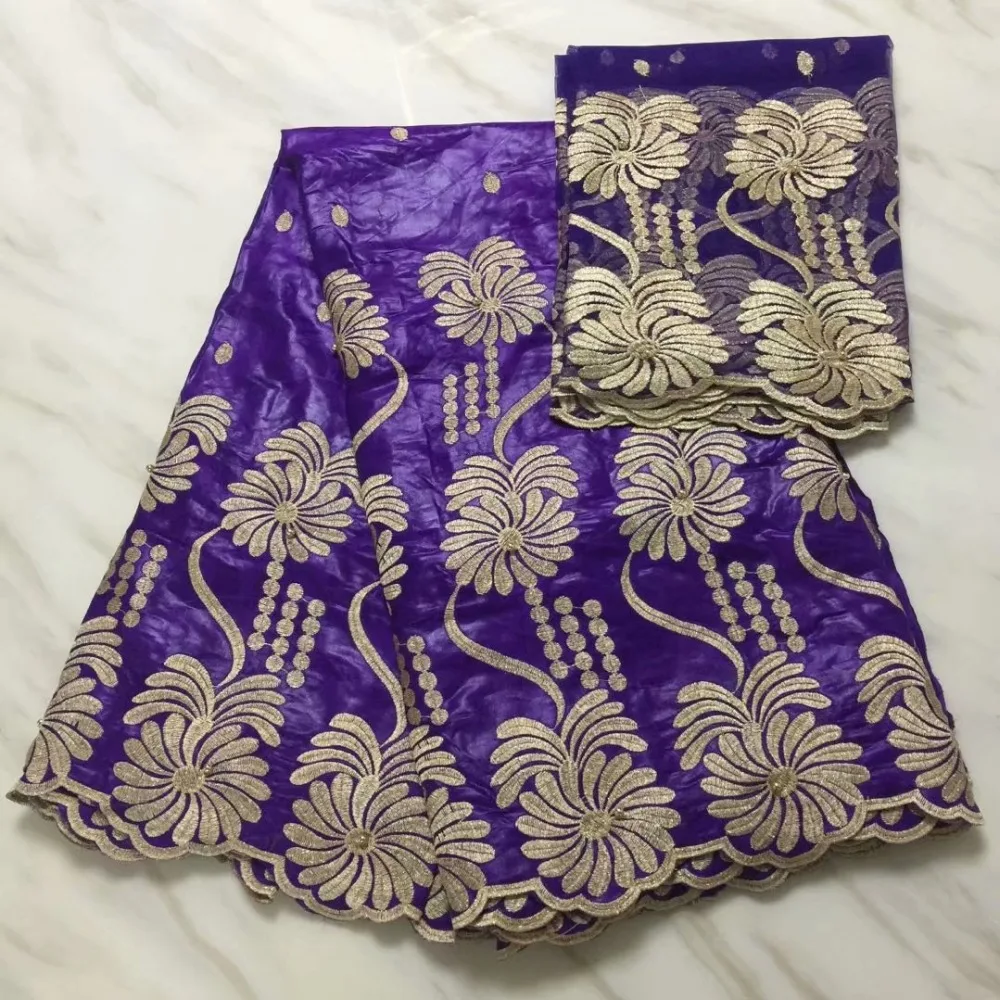 (5 + 2 ярдов) индийский Базен Riche Getzner кружевная ткань 2018 с блузкой оранжевого цвета