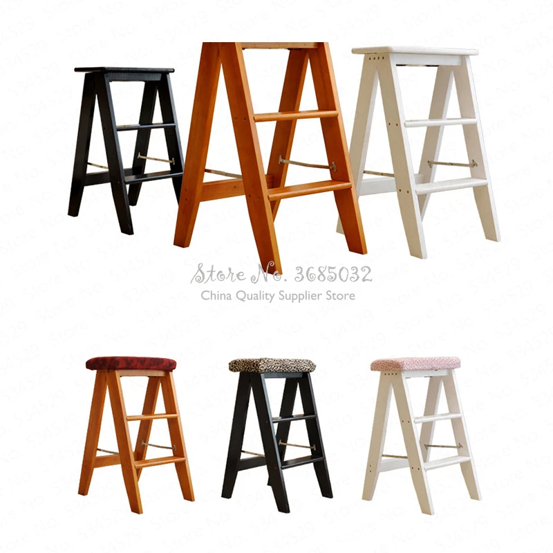 D многофункциональный складной стул деревянная лестница из твердой древесины