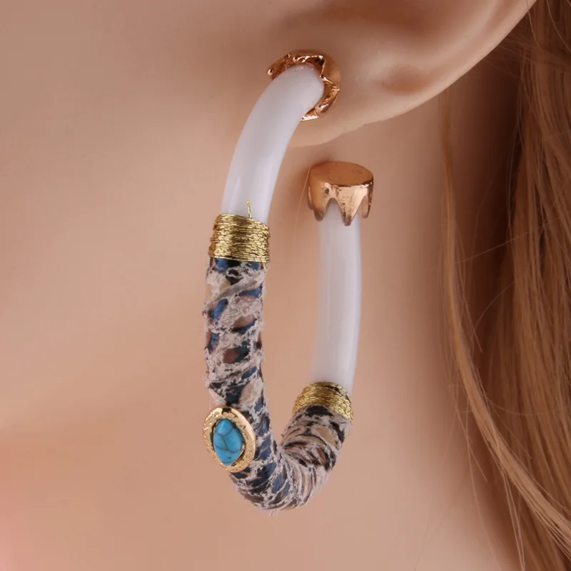 Женские серьги кольца NeeFuWoFu большая полимерная серьга из тигровой кожи в