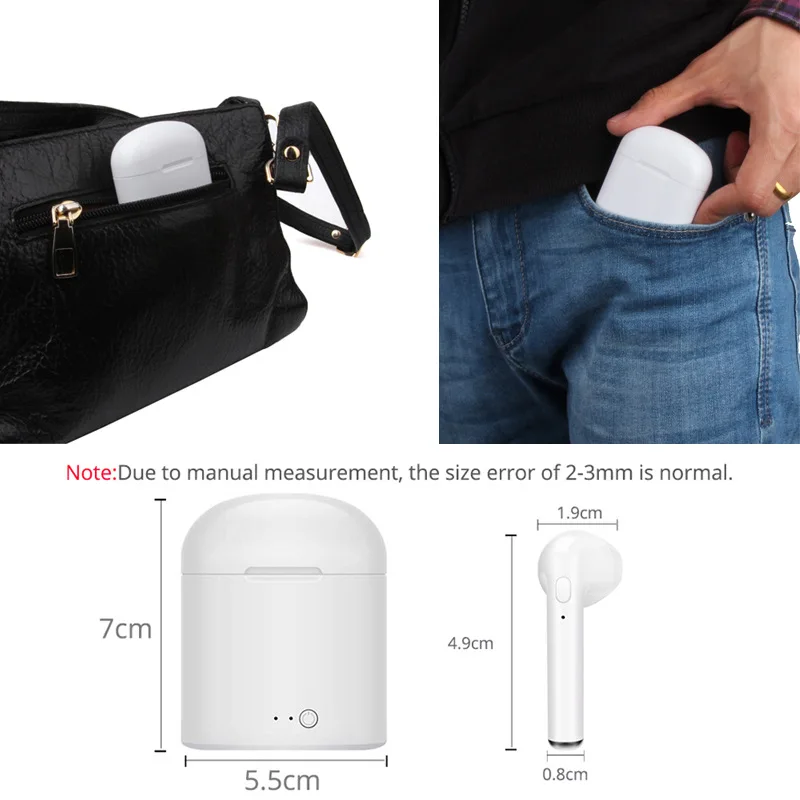 

i7s Tws Bluetooth 5.0 earphone Mini Wireless Earbuds Headphone Stereo Earbud Headset With Mic For Iphone Xiaomi All Smart Phone