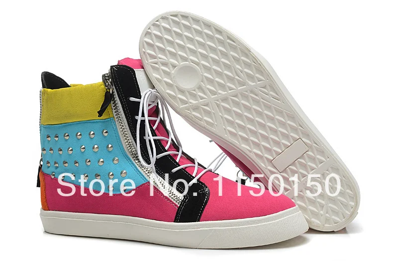 Free Shipping 2014 Fashion Sexy Cheap Flats Red Bottomes Yellow blue pink stitching silver rivets 35 46|sexy fashion|silver suitesexy undies |