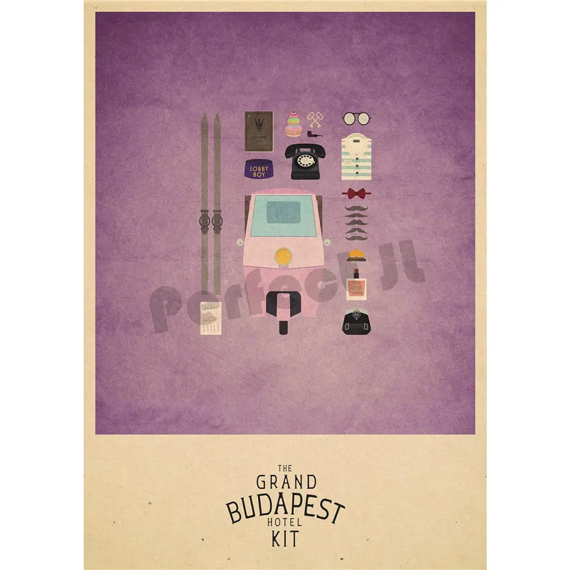 Grand Budapest домашний интерьер отеля украшения Крафт Фильм плакат рисунок core наклейки на стену - Цвет: Темный хаки