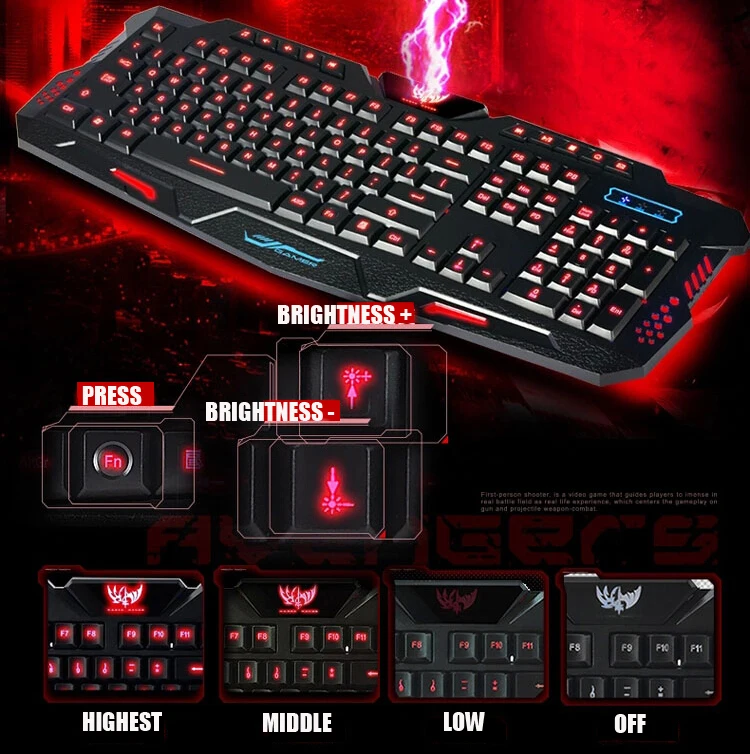 3 цвета с подсветкой игровой переключаемый ноутбук USB Проводная Подсветка led gamer