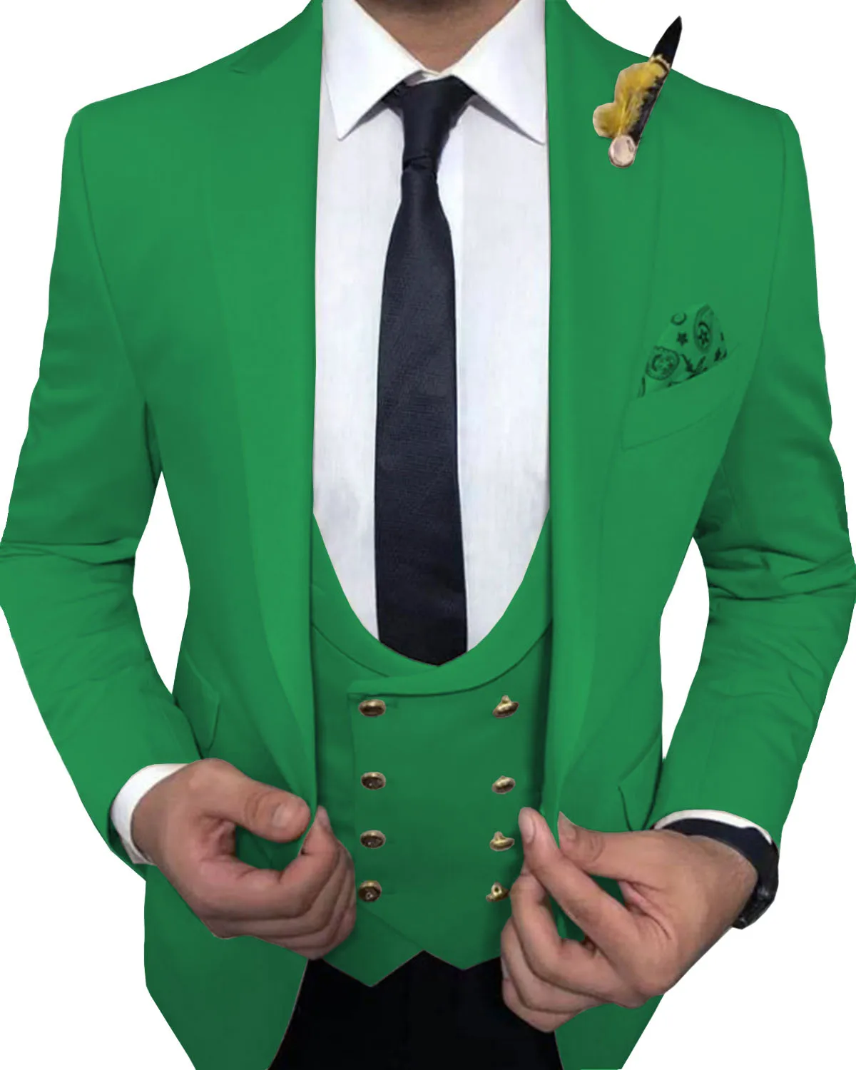 green Для мужчин костюмы 3 предмета Slim Fit Бизнес жених армейский зеленый благородный Серый Белый смокинги для женихов Формальные свадебный - Цвет: green