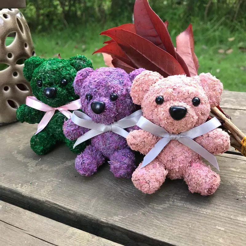 

Вечный медведь из искусственной пены с натуральным свежим Мохом, миниатюрный сохраненный цветок, медведь Тедди для «сделай сам», иммортный ...