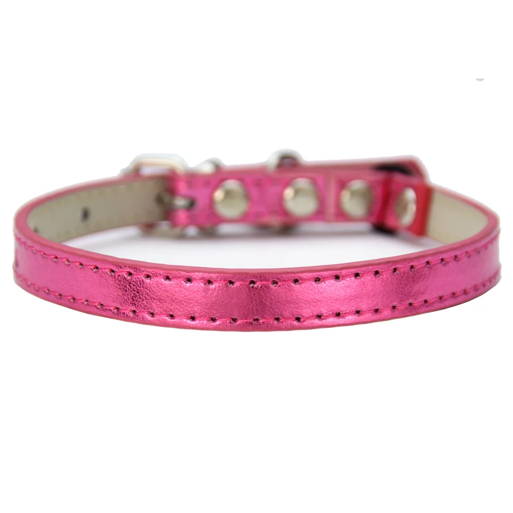 Pink 1 шт./лот) ошейник для питомца кошки с ремнем безопасности и звонким колокольчиком желтого, фиолетового, розового, синего, серебряного цвета из искусственной кожи ошейник для кошек s m - Цвет: Pink