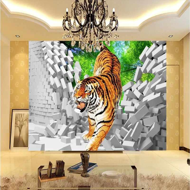 3D фото обои могучий тигр гостиная столовая ден настенное покрытие большая