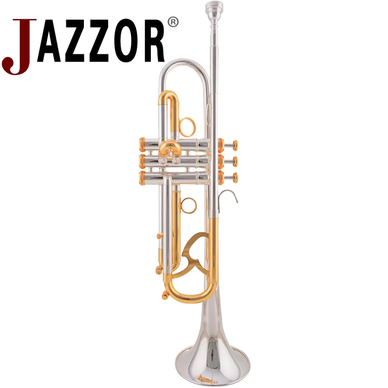 JAZZOR JZTR-800 профессиональная труба B плоская Золотая и Серебряная латунные ветровые
