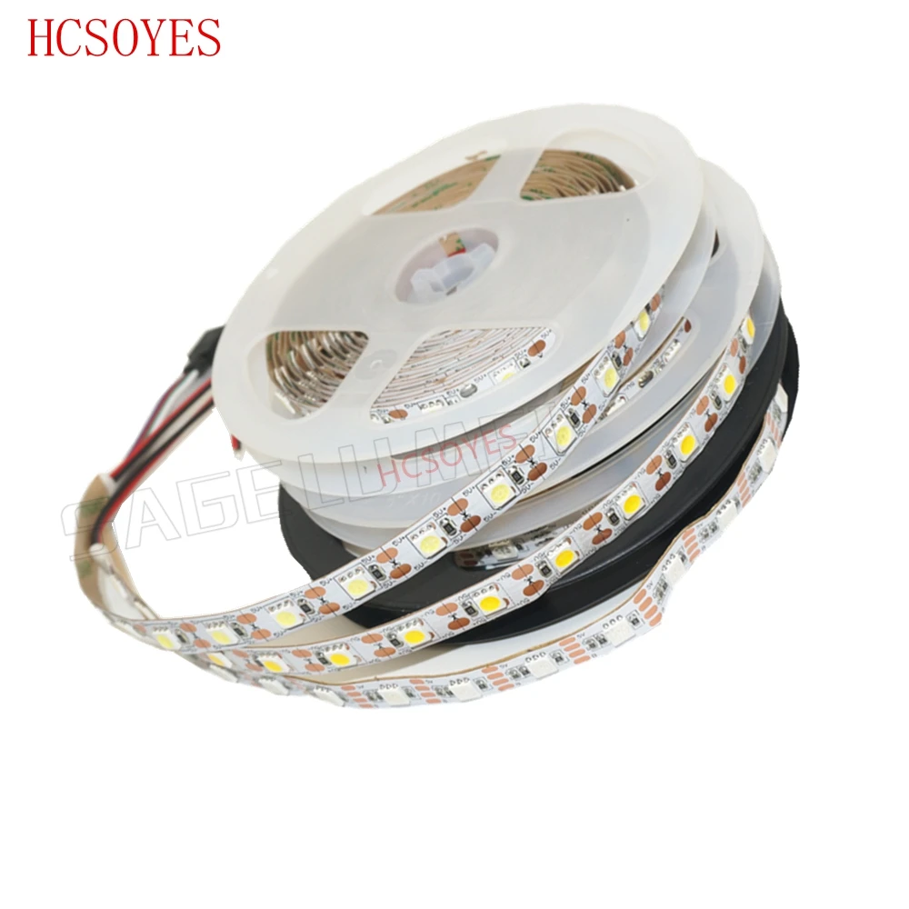 Гибкая светодиодная лента 5 м/лот в пост. Тока RGB/белый/теплый белый 5050 SMD клейкая
