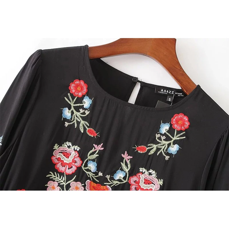 IEASYSEXY 2017 Осенняя Мода Марка Цветочные Вышитые Мини Платья Женщин Шею Длинными