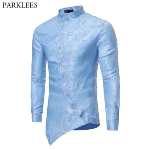 Мужская рубашка с асимметричным подолом, повседневная классическая приталенная рубашка на пуговицах с длинными рукавами, модель 2018 года