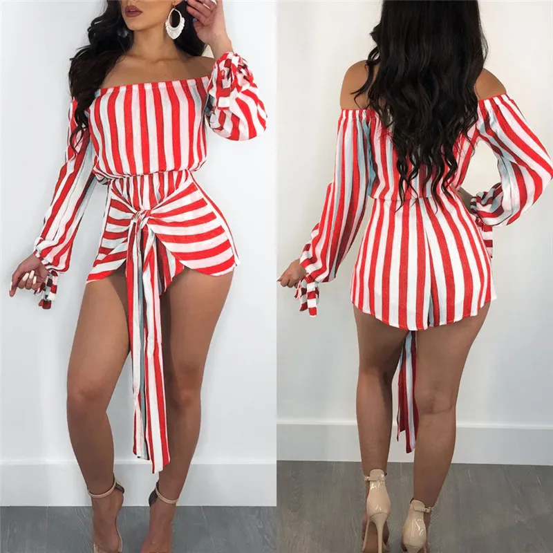 

New Women Clubwear Summer Rompers Playsuit Party Jumpsuit Shorts pants Striped leopard Fashion outfits One piece Femme Clothes