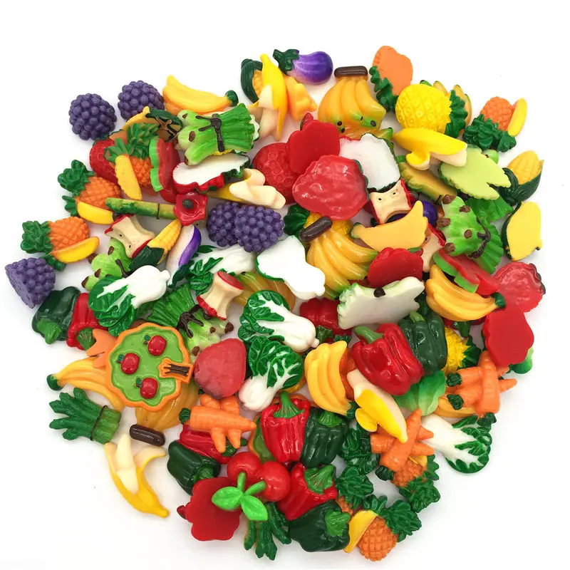 Fruits and vegetable Позволяет начать! Кабошон из смолы, торт, хлеб, пончики, милые единороги, кавайные кабошоны для украшения телефона. Скрапбукинг - Цвет: Fruits and vegetable