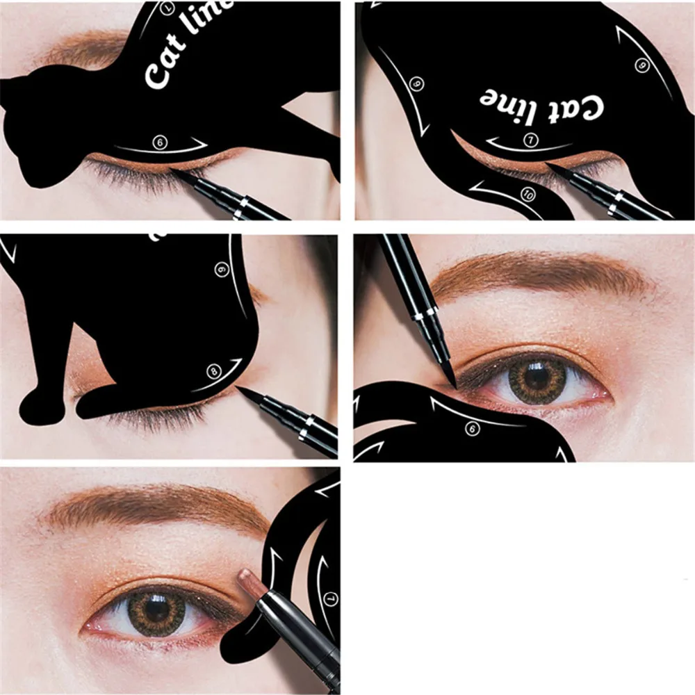2 шт./компл. кошка линия брови макияжные трафареты Шаблоны Make up Инструменты Наборы для глаз трафарет нарисованными глазками руководство инструмент