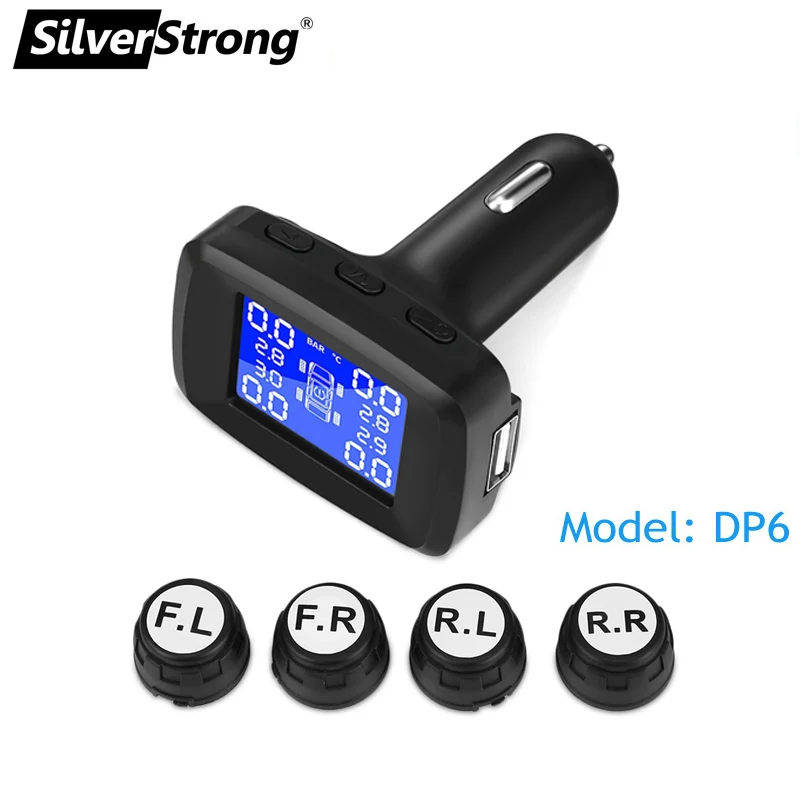 SilverStrong TPMS для Android автомобильный DVD автомобильная система контроля давления в шинах USB датчики давления в шинах Система мониторинга сигнализации 4 шт./комплект
