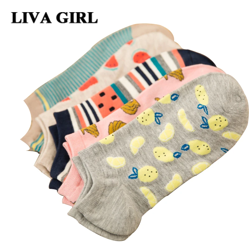 Liva girl женские носки хлопок 100% милые 5 пар зимние теплые эластичные короткие для