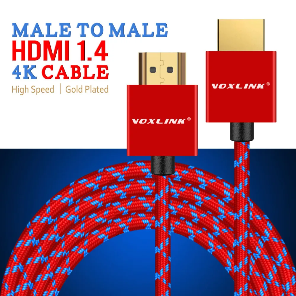 VOXLINK HDMI кабель 3 фута/6 фута/10 футов Ультра высокая скорость между штекерами HDMI кабель с Ethernet 1080P HDMI 1,4 4K 3D для PS3 BLURAY xbox