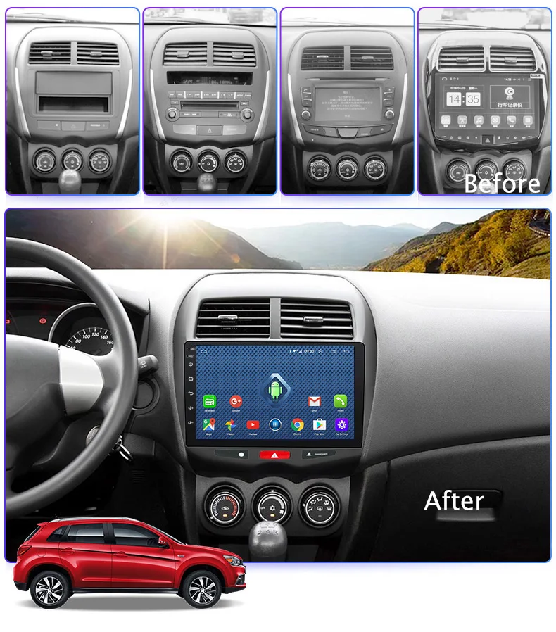 4G Lte все Netcom 10,1 дюймов Android 8,0 для Mitsubishi ASX(2013-) Автомобильная dvd-навигационная система мультимедийная система