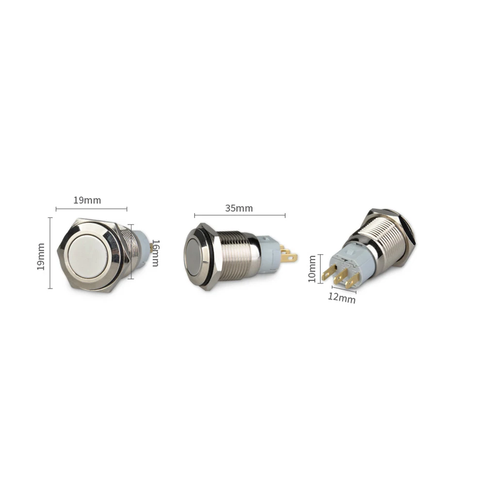 5PCS Self-Reset normally open waterproof press the point move 16mm flat head metal button switch | Обустройство дома