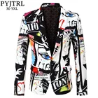 PYJTRL брендовый новый модный мужской блейзер с принтом, дизайнерский Повседневный облегающий пиджак размера плюс, костюм певицы