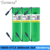 turmera 18650 vtc5 us18650vtc5 2600mah 30a 18650 lithium rechargeable battery for screwdriver shura soldering strip ju04
