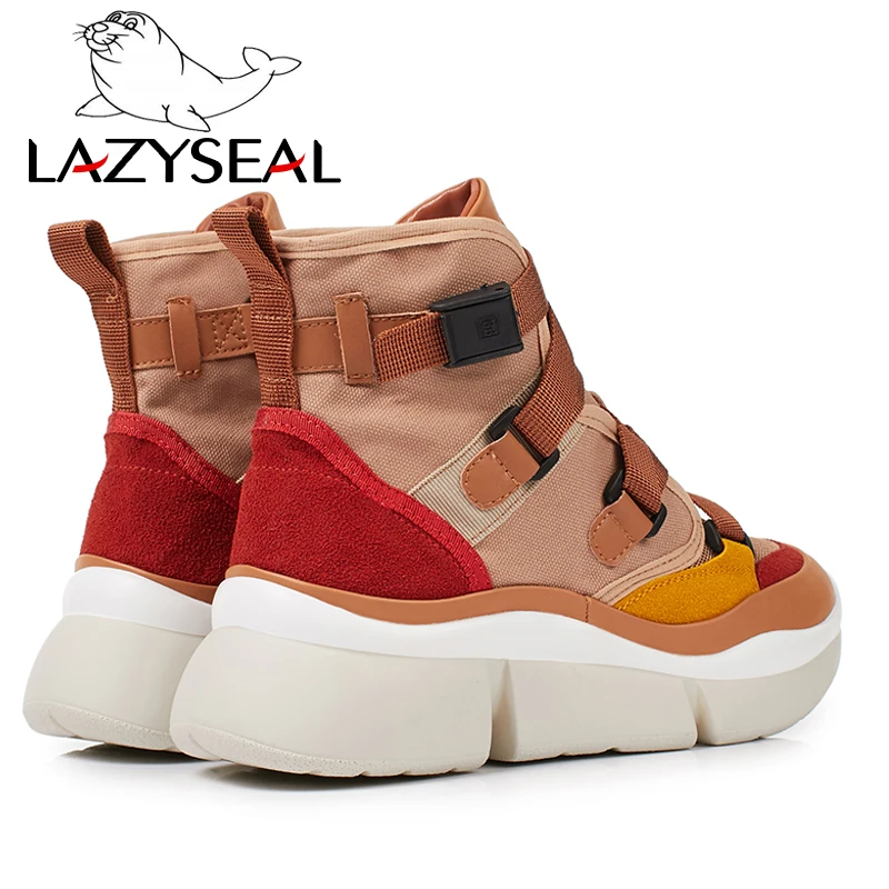 Женские Дышащие ботильоны LazySeal на платформе увеличивающие рост с круглым носком