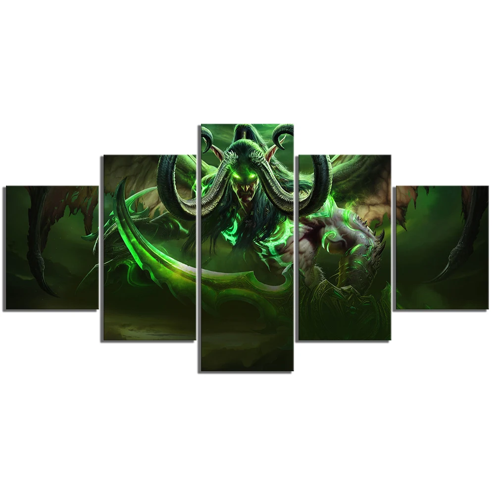 5 шт. HD картина WOW Hero Illidan Stormrage картины настенные наклейки World of Warcraft видеоигра