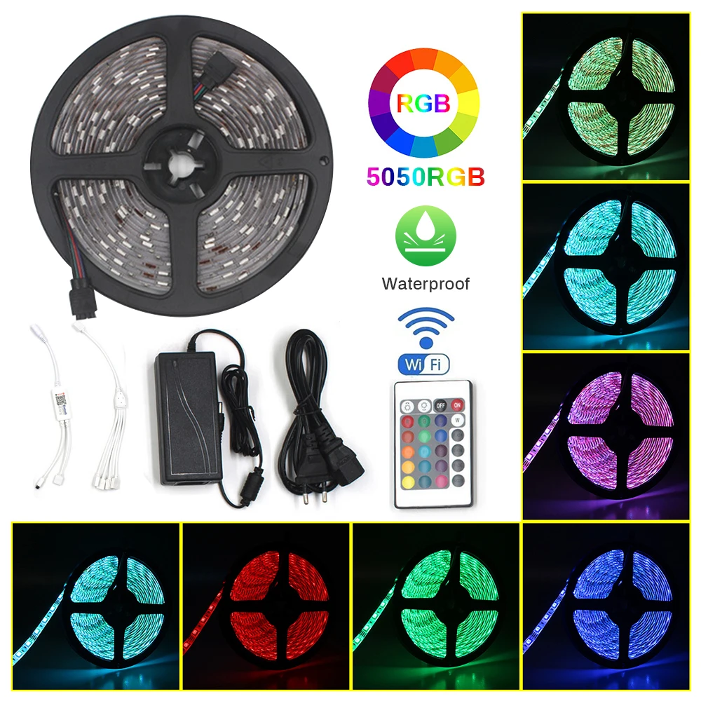 5 м/10 м/15 м/20 м США/ЕС/Великобритания/Австралия вилка 12 В 5050RGB Гибкая полоса света