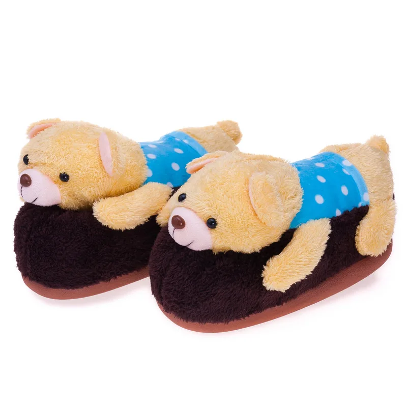 Плюшевые тапочки для косплея женщин мужчин с 3D изображениями животных теплая
