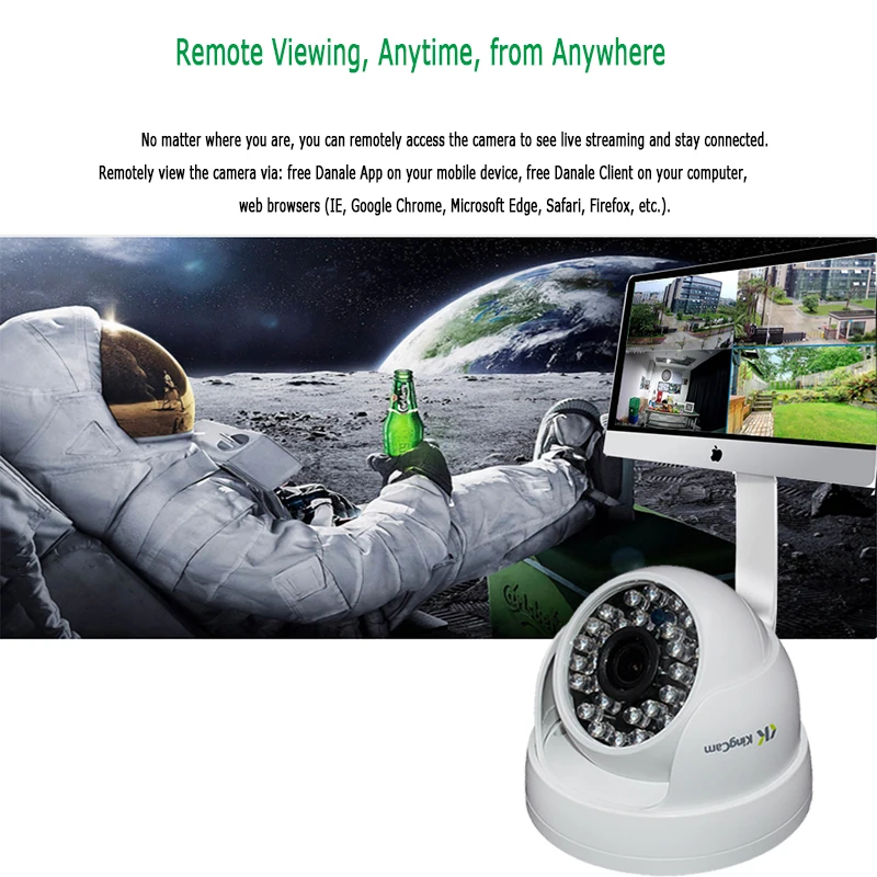 KingCam 4MP безопасности IP Камера Крытый ipcam день/ночь вид домашней 1080 P CCTV ONVIF
